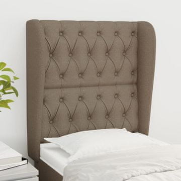 Vidaxl vidaXL Vzglavje postelje s krilci, sivo-rjavo, 83x23x118/128 cm, blago