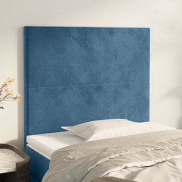 Vidaxl vidaXL Vzglavja postelje, komplet 2 kosov, temno modra, 100x5x78/88 cm, žamet