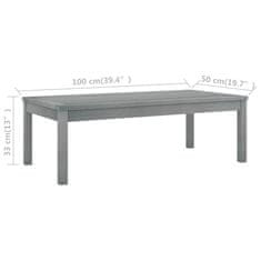 Vidaxl Klubska mizica 100x50x33 cm siv trden akacijev les