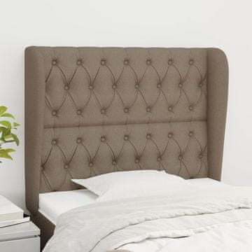 Vidaxl vidaXL Vzglavje postelje s krilci, sivo-rjavo, 93x23x118/128 cm, blago