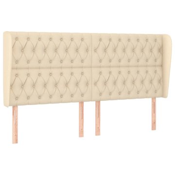Vidaxl Vzglavje z ušesi krem 183x23x118/128 cm blago