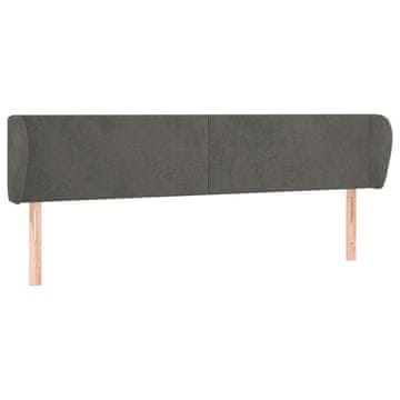 Vidaxl Vzglavje z ušesi temno sivo 183x23x78/88 cm žamet