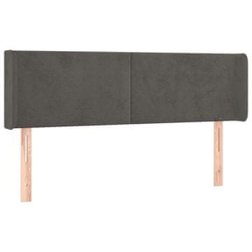 Vidaxl Vzglavje z ušesi temno sivo 147x16x78/88 cm žamet