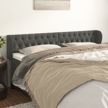 Vidaxl vidaXL Vzglavje s krilci temno sivo 203x23x78/88 cm žamet