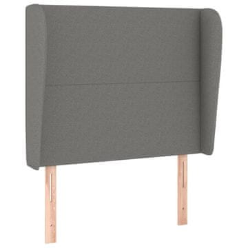 Vidaxl Vzglavje z ušesi temno sivo 103x23x118/128 cm blago