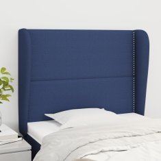 Vidaxl Vzglavje z ušesi moder 93x23x118/128 cm blago