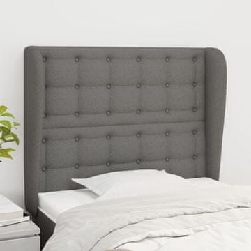 Vidaxl vidaXL Vzglavnik s krilci temno siv 83x23x118/128 cm blago