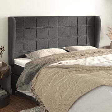 Vidaxl vidaXL Vzglavje s krilci temno sivo 163x23x118/128 cm žamet