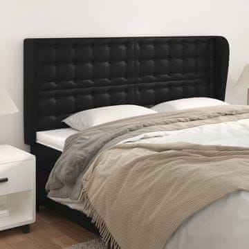 Vidaxl vidaXL Vzglavnik s krilci črne barve 163x23x118/128 cm umetno usnje