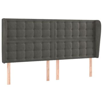 Vidaxl Vzglavje z ušesi temno sivo 203x23x118/128 cm žamet