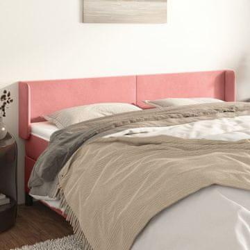 Vidaxl vidaXL Vzglavje s krilci roza 203x16x78/88 cm žamet