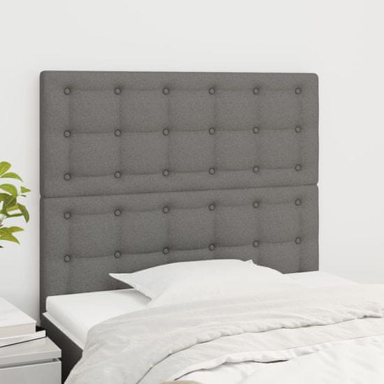 Vidaxl Posteljno vzglavje 2 kosa temno siv 80x5x78/88 cm blago