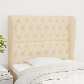 Vidaxl vidaXL Vzglavje postelje s krilci, kremno, 93x23x118/128 cm, blago