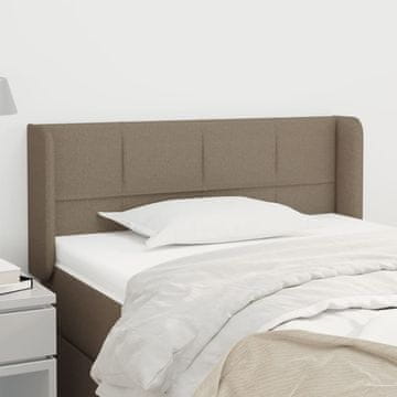Vidaxl vidaXL Vzglavje postelje s krilci, sivo-rjavo, 103x16x78/88 cm, blago