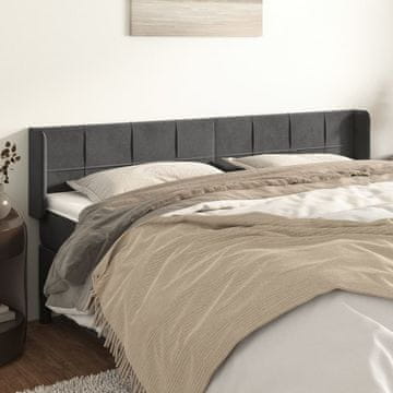 Vidaxl vidaXL Vzglavje s krilci temno sivo 163x16x78/88 cm žamet