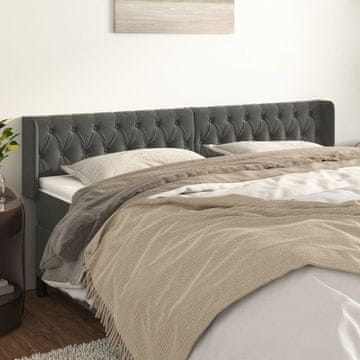 Vidaxl vidaXL Vzglavje s krilci temno sivo 203x16x78/88 cm žamet