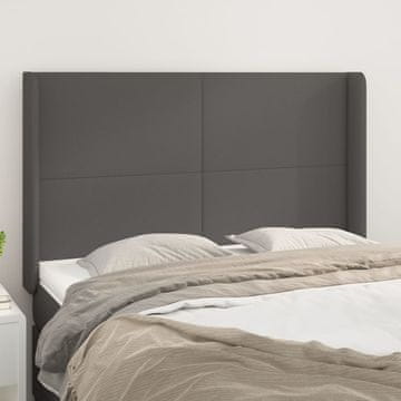Vidaxl vidaXL Vzglavnik s krilci siv 147x16x118/128 cm umetno usnje