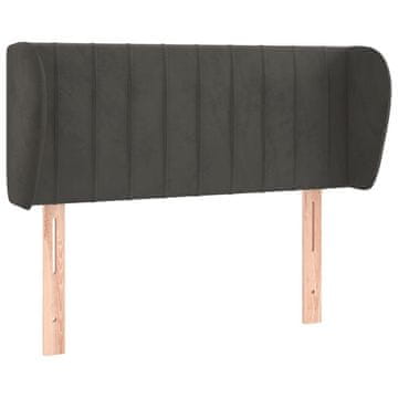 Vidaxl Vzglavje z ušesi temno sivo 93x23x78/88 cm žamet