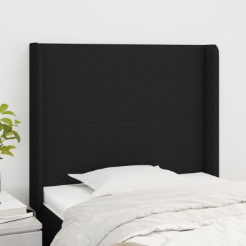Vidaxl vidaXL Vzglavnik s krilci, črne barve, 83x16x118/128 cm, blago