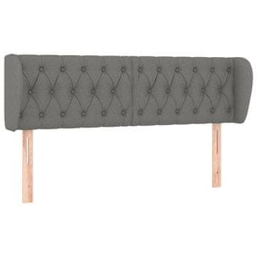 Vidaxl Vzglavje z ušesi temno sivo 147x23x78/88 cm blago