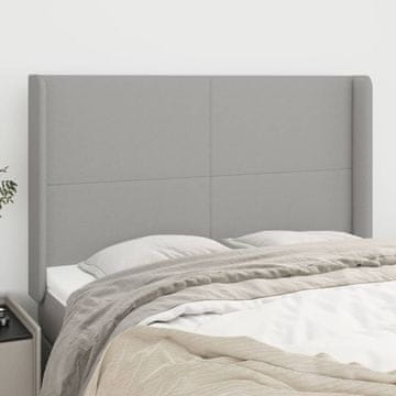 Vidaxl vidaXL Vzglavje s krilci svetlo sivo 147x16x118/128 cm blago