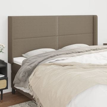 Vidaxl vidaXL Vzglavje postelje s krilci, sivo-rjavo, 203x16x118/128 cm, blago