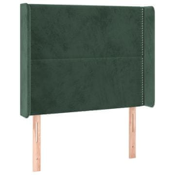 Vidaxl Vzglavje z ušesi temno zeleno 103x16x118/128 cm žamet