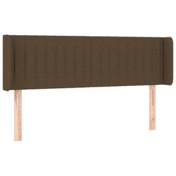 Vidaxl Vzglavje z ušesi temno rjavo 147x16x78/88 cm blago