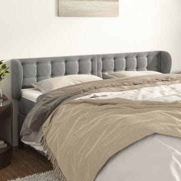 Vidaxl vidaXL Vzglavje s krilci svetlo sivo 203x23x78/88 cm žamet
