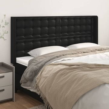 Vidaxl vidaXL Vzglavnik s krilci črne barve 163x16x118/128 cm umetno usnje