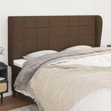 Vidaxl vidaXL Vzglavje s krilci temno rjavo 203x23x118/128 cm blago