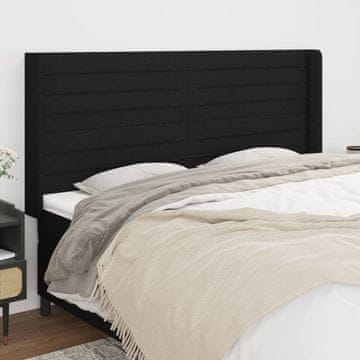 Vidaxl vidaXL Vzglavnik s krilci, črne barve, 203x16x118/128 cm, blago