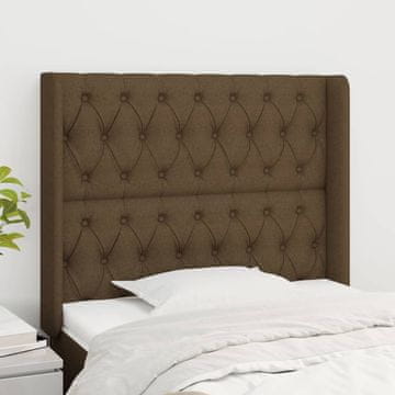 Vidaxl vidaXL Vzglavje s krilci temno rjavo 103x16x118/128 cm blago