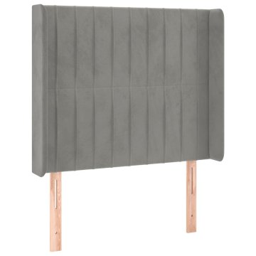 Vidaxl Vzglavje z ušesi svetlo sivo 83x16x118/128 cm žamet