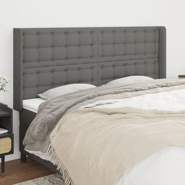 Vidaxl vidaXL Vzglavnik s krilci temno siv 163x16x118/128 cm blago