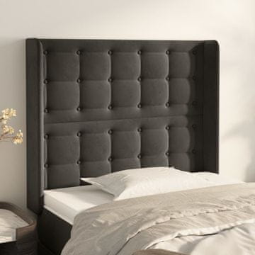 Vidaxl vidaXL Vzglavje s krilci temno sivo 83x16x118/128 cm žamet