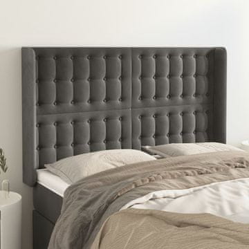 Vidaxl vidaXL Vzglavje s krilci temno sivo 147x16x118/128 cm žamet