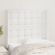 shumee vidaXL Vzglavje z ušesi belo 83x16x118/128 cm umetno usnje