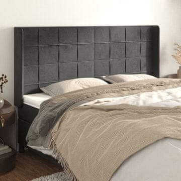 Vidaxl vidaXL Vzglavje s krilci temno sivo 203x16x118/128 cm žamet