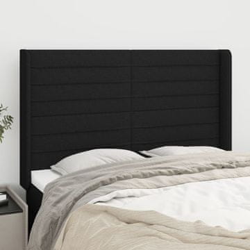 Vidaxl vidaXL Vzglavnik s krilci, črne barve, 147x16x118/128 cm, blago