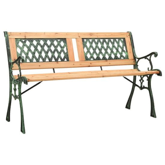 Vidaxl Vrtna klop 122 cm lito železo in trden les jelke