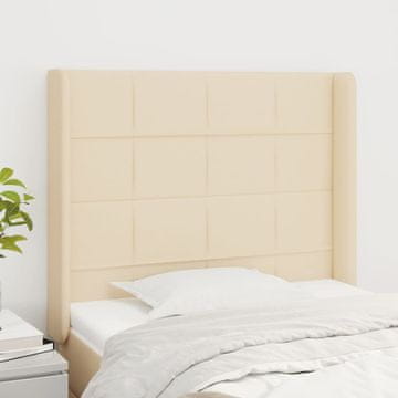 Vidaxl vidaXL Vzglavje postelje s krilci, kremne barve, 103x16x118/128 cm, blago