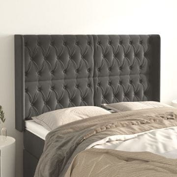 Vidaxl vidaXL Vzglavje s krilci temno sivo 163x16x118/128 cm žamet