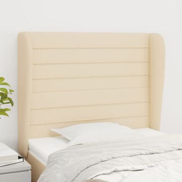 Vidaxl vidaXL Vzglavje postelje s krilci, kremne barve, 83x23x118/128 cm, blago