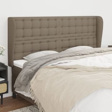 Vidaxl vidaXL Vzglavje postelje s krilci, sivo-rjavo, 163x23x118/128 cm, blago