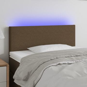 Vidaxl vidaXL Vzglavje postelje z LED diodo temno rjavo 90x5x78/88 cm blago