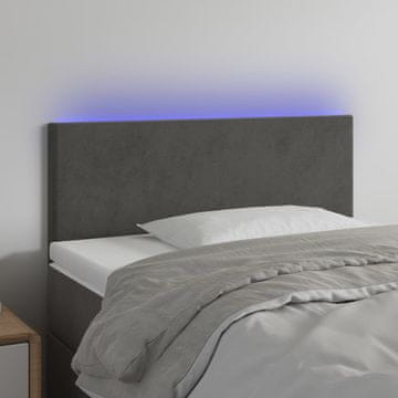Vidaxl vidaXL Vzglavje postelje z LED diodo temno sivo 100x5x78/88 cm žametno
