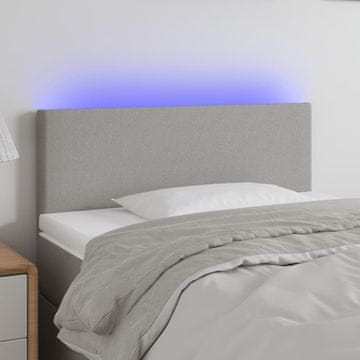 Vidaxl vidaXL Vzglavje postelje z LED svetlo sivo 80x5x78/88 cm blago