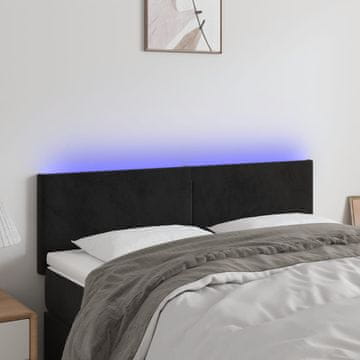 Vidaxl vidaXL Vzglavje postelje z LED diodo črno 144x5x78/88 cm žamet