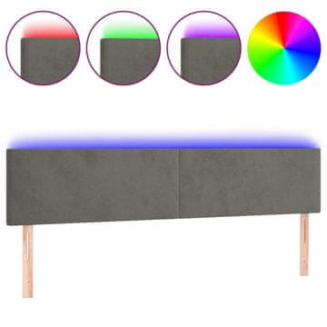 Vidaxl LED posteljno vzglavje temno sivo 180x5x78/88 cm žamet
